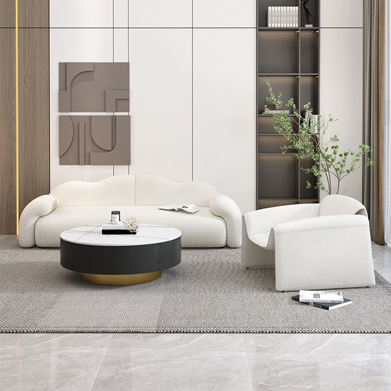 32.38" D Wool Sofa Modernism Pillow Top Arm Seating in White Clearhalo 'furn' 'furn_sofas' 'Furniture' 'Living Room Furniture' 'Sofa' 'sofas' 5784598