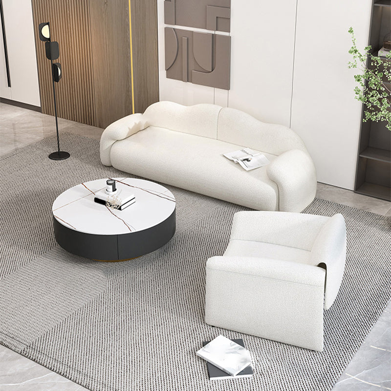 32.38" D Wool Sofa Modernism Pillow Top Arm Seating in White Clearhalo 'furn' 'furn_sofas' 'Furniture' 'Living Room Furniture' 'Sofa' 'sofas' 5784607