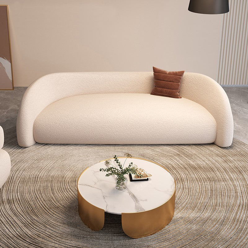 Modern Wool Curved Sofa Sloped Arm Sofa for Living Room, Apartment