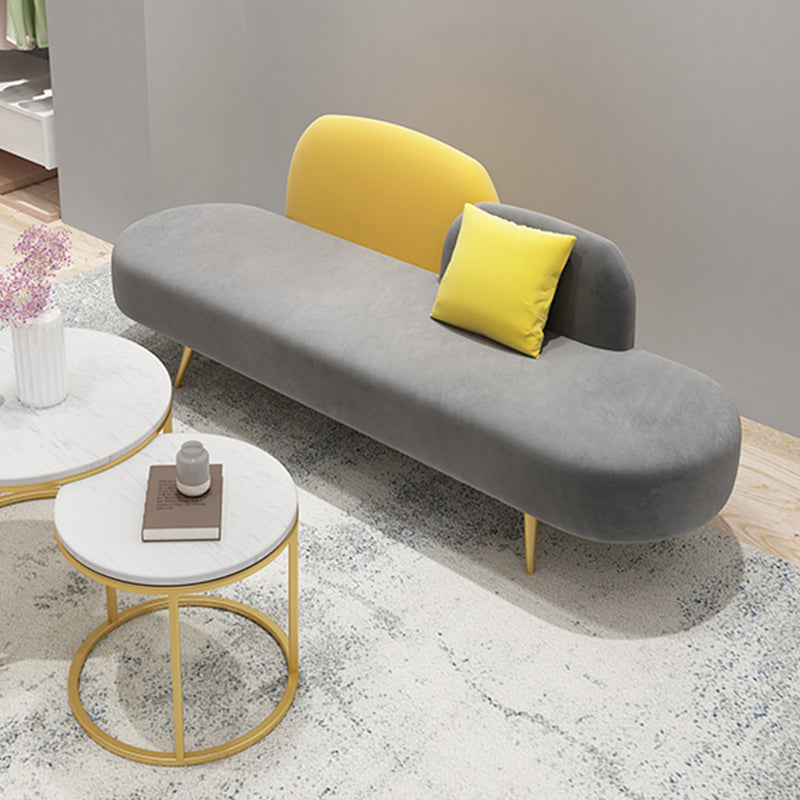 Modern Velvet Armless Sofa 30.70" Wide Gray Sofa for Living Room