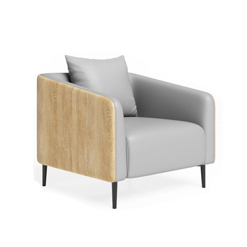 Modern Faux Leather Sofa Tuxedo Arm Tight Back Sofa in Grey/black 31.5"L x 32"W x 28"H Gray Clearhalo 'furn' 'furn_sofas' 'Furniture' 'Living Room Furniture' 'Sofa' 'sofas' 5784663