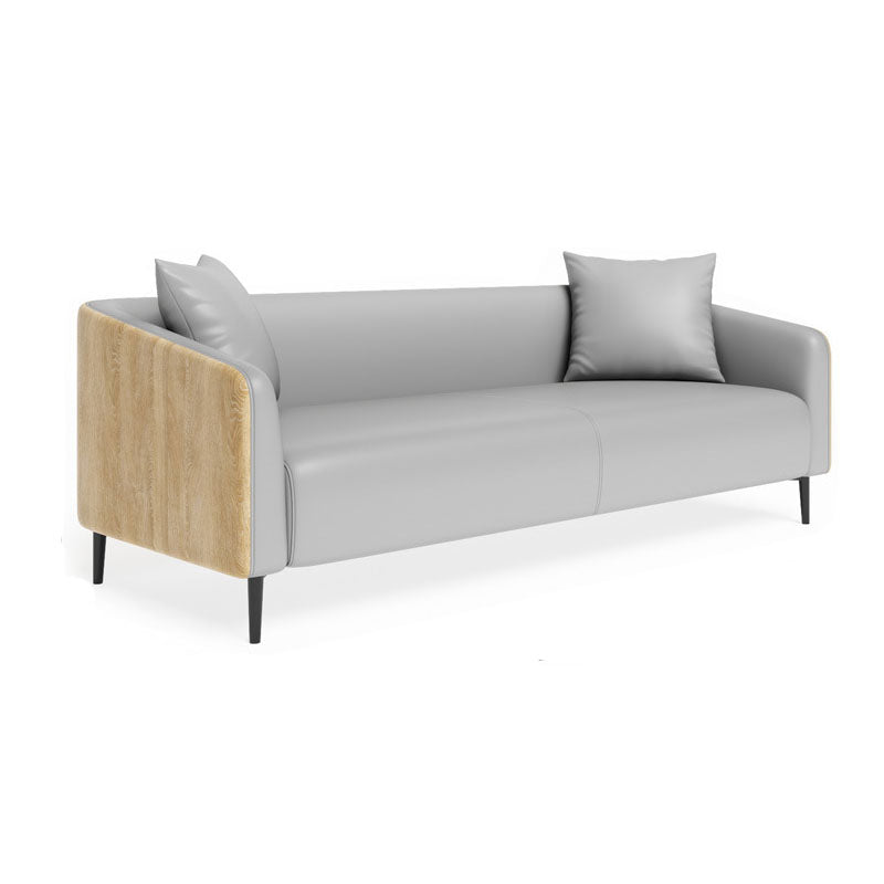 Modern Faux Leather Sofa Tuxedo Arm Tight Back Sofa in Grey/black 75"L x 32"W x 28"H Gray Clearhalo 'furn' 'furn_sofas' 'Furniture' 'Living Room Furniture' 'Sofa' 'sofas' 5784666