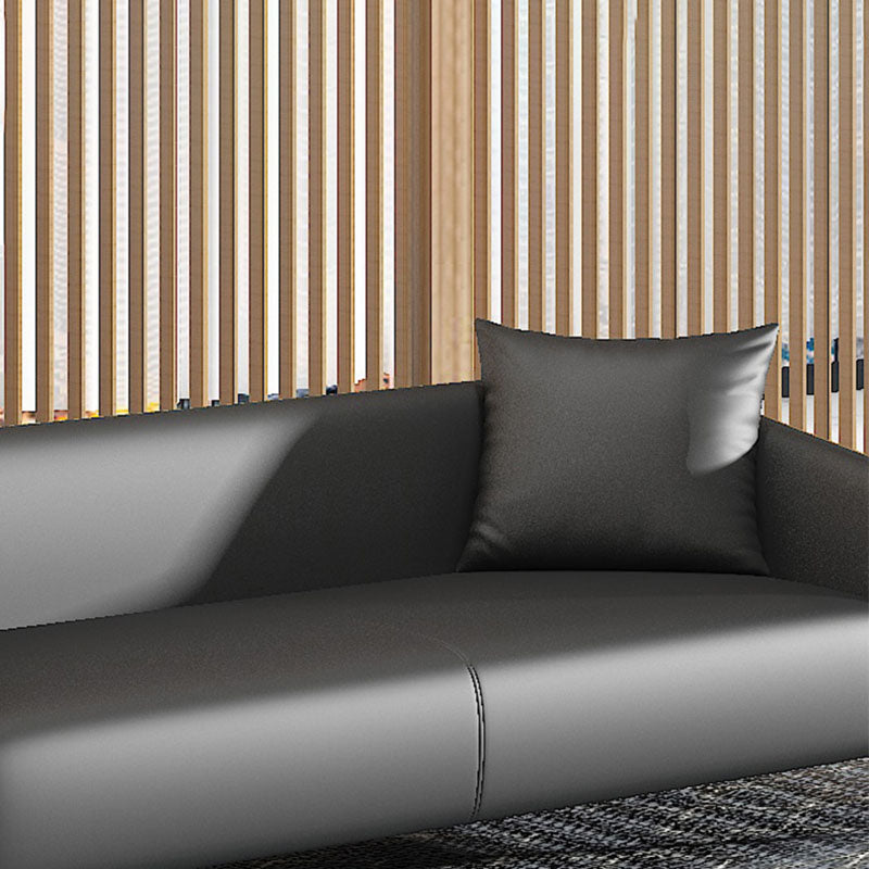 Modern Faux Leather Sofa Tuxedo Arm Tight Back Sofa in Grey/black Clearhalo 'furn' 'furn_sofas' 'Furniture' 'Living Room Furniture' 'Sofa' 'sofas' 5784672