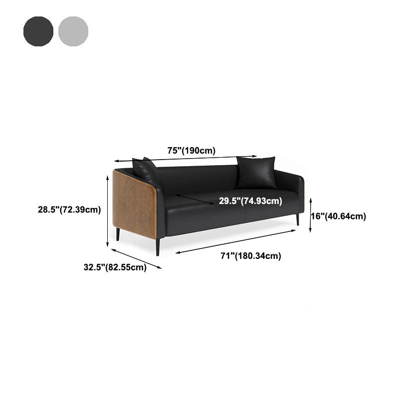 Modern Faux Leather Sofa Tuxedo Arm Tight Back Sofa in Grey/black Clearhalo 'furn' 'furn_sofas' 'Furniture' 'Living Room Furniture' 'Sofa' 'sofas' 5784677