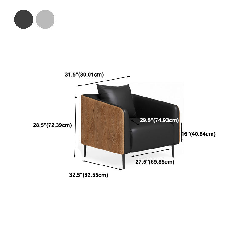 Modern Faux Leather Sofa Tuxedo Arm Tight Back Sofa in Grey/black Clearhalo 'furn' 'furn_sofas' 'Furniture' 'Living Room Furniture' 'Sofa' 'sofas' 5784679