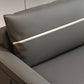Modern Faux Leather Sofa Single Cushion Loose Back Sofa in Grey