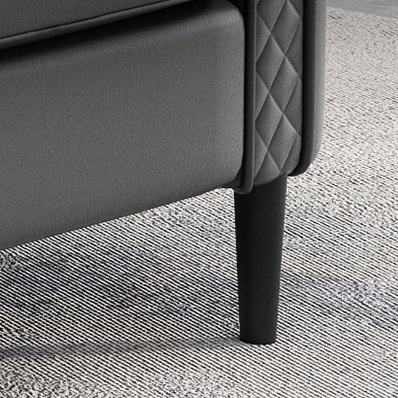 Modern Faux Leather Sofa Single Cushion Loose Back Sofa in Grey