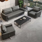 Modern Faux Leather Sofa Single Cushion Loose Back Sofa in Grey