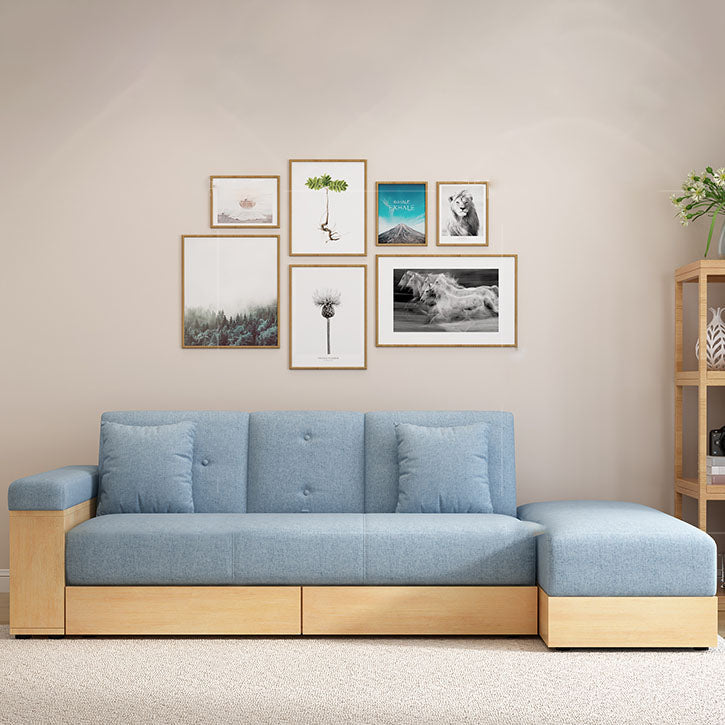 Divano in tessuto moderno di divano a braccio quadrato sciolto con deposito per soggiorno