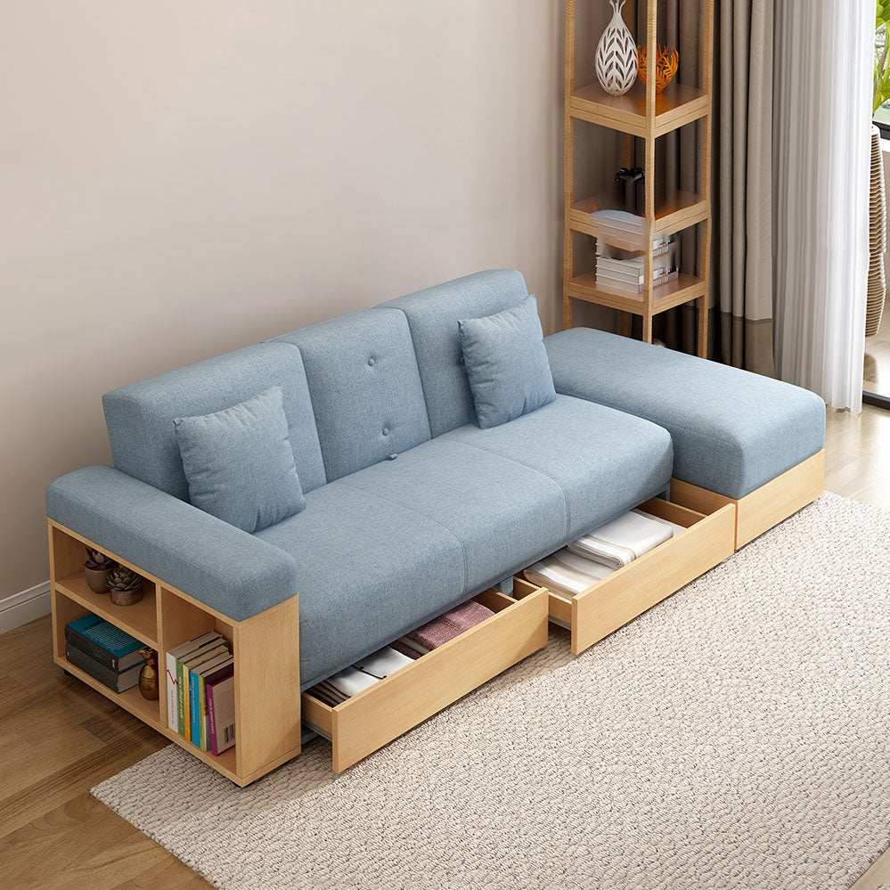 Divano in tessuto moderno di divano a braccio quadrato sciolto con deposito per soggiorno