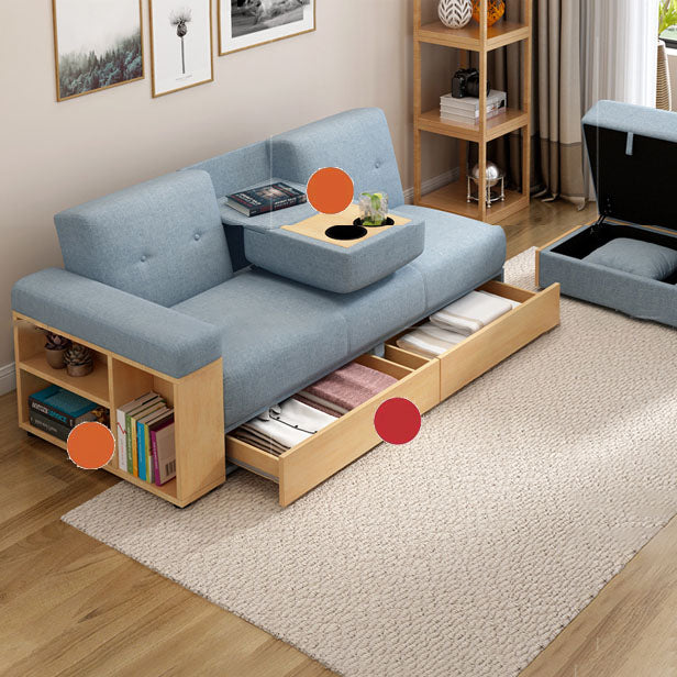 Divano in tessuto moderno di divano a braccio quadrato sciolto con deposito per soggiorno