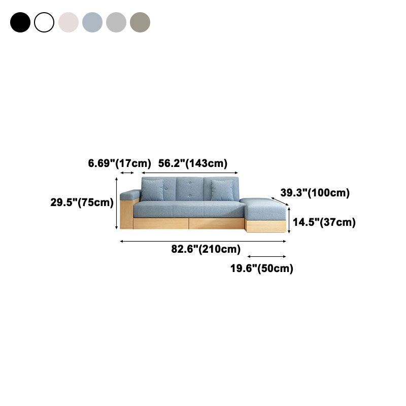 Divano in tessuto moderno di divano a braccio quadrato sciolto con deposito per soggiorno