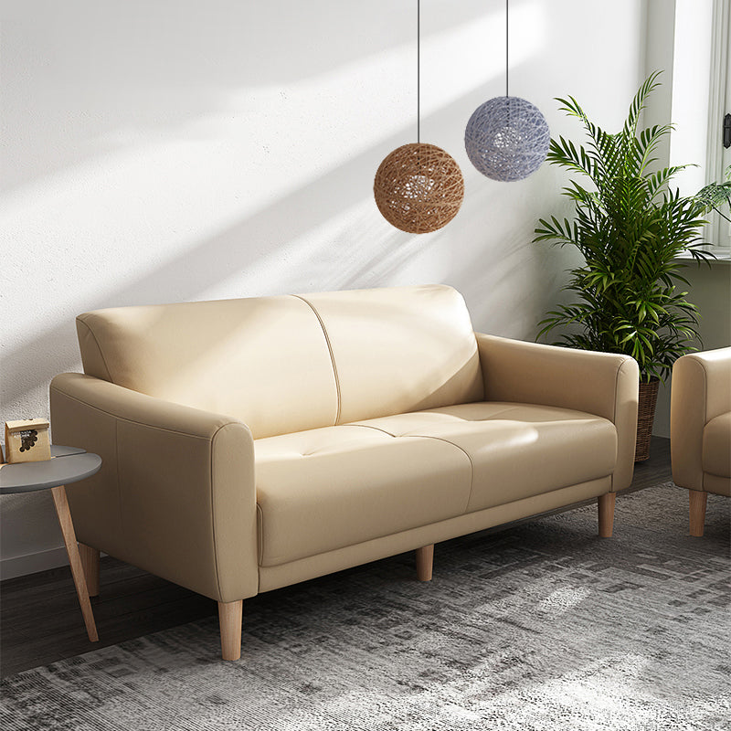 Modern Square Arm Stain Resistant Settee Couch in Orange/Ivory Cushions 51"L x 29.5"W x 31.5"H Microfiber Clearhalo 'furn' 'furn_sofas' 'Furniture' 'Living Room Furniture' 'Sofa' 'sofas' 5784798