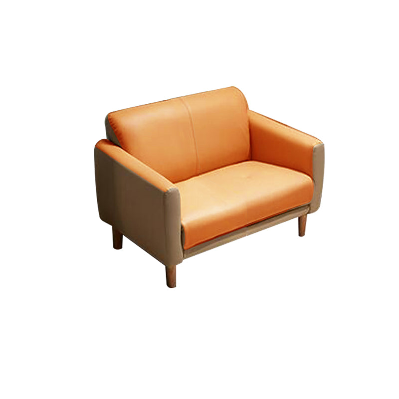 Modern Square Arm Stain Resistant Settee Couch in Orange/Ivory Cushions 33.5"L x 29.5"W x 31.5"H Leather Match Clearhalo 'furn' 'furn_sofas' 'Furniture' 'Living Room Furniture' 'Sofa' 'sofas' 5784801