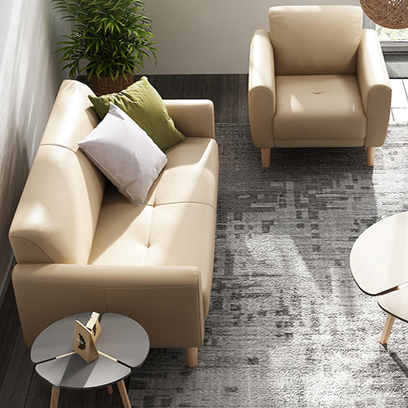 Modern Square Arm Stain Resistant Settee Couch in Orange/Ivory Cushions Clearhalo 'furn' 'furn_sofas' 'Furniture' 'Living Room Furniture' 'Sofa' 'sofas' 5784803