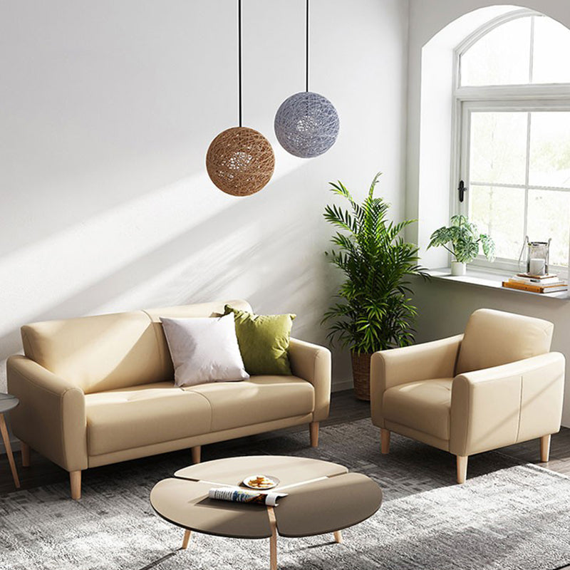 Modern Square Arm Stain Resistant Settee Couch in Orange/Ivory Cushions Clearhalo 'furn' 'furn_sofas' 'Furniture' 'Living Room Furniture' 'Sofa' 'sofas' 5784805