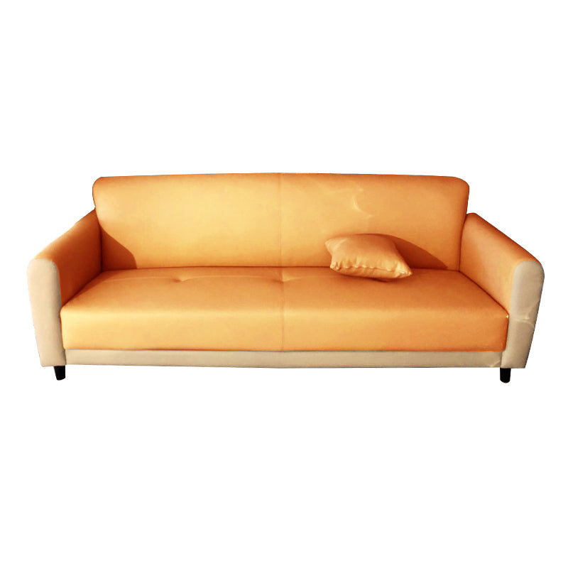 Modern Square Arm Stain Resistant Settee Couch in Orange/Ivory Cushions 83"L x 29.5"W x 31.5"H Leather Match Clearhalo 'furn' 'furn_sofas' 'Furniture' 'Living Room Furniture' 'Sofa' 'sofas' 5784806