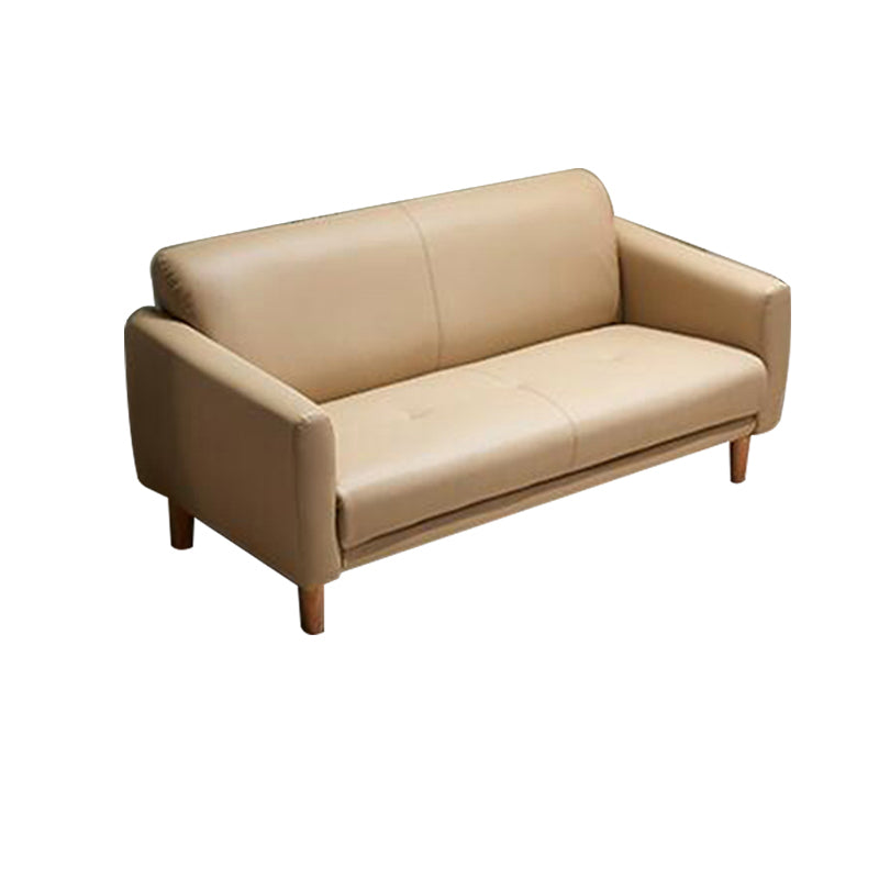 Modern Square Arm Stain Resistant Settee Couch in Orange/Ivory Cushions 59"L x 29.5"W x 31.5"H Microfiber Clearhalo 'furn' 'furn_sofas' 'Furniture' 'Living Room Furniture' 'Sofa' 'sofas' 5784811