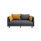 Square Arm Faux Leather Standard Sofa Couch with Pillows in Dark Gray