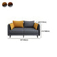 Square Arm Faux Leather Standard Sofa Couch with Pillows in Dark Gray