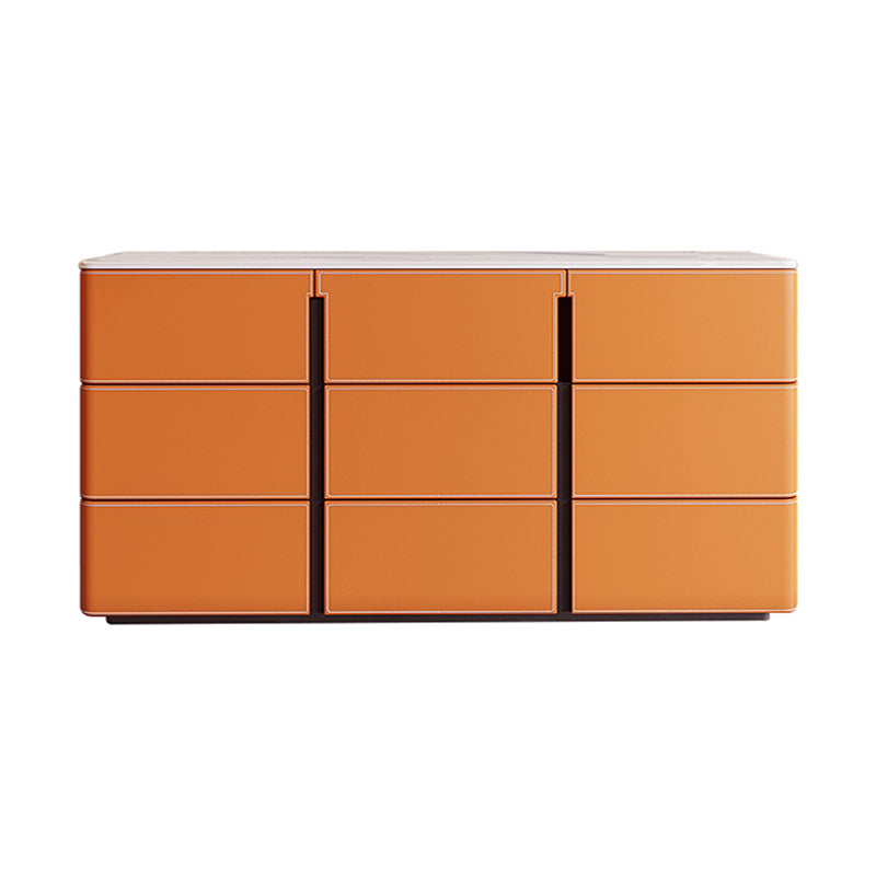 Stone and Wood Sideboard with Drawers Modern Buffet in Orange 71"L x 16"W x 31"H Clearhalo 'buffet_sideboard' 'Buffets & Sideboards' 'furn' 'furn_buffet_sideboard' 'Furniture' 'Kitchen & Dining Furniture' 5784980
