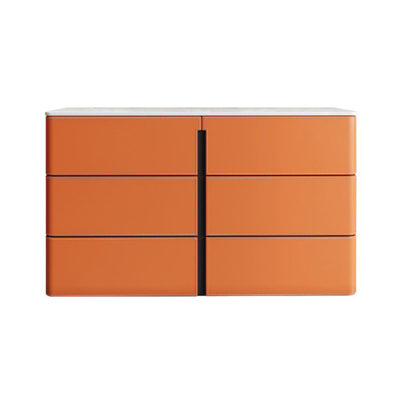 Stone and Wood Sideboard with Drawers Modern Buffet in Orange Clearhalo 'buffet_sideboard' 'Buffets & Sideboards' 'furn' 'furn_buffet_sideboard' 'Furniture' 'Kitchen & Dining Furniture' 5784984