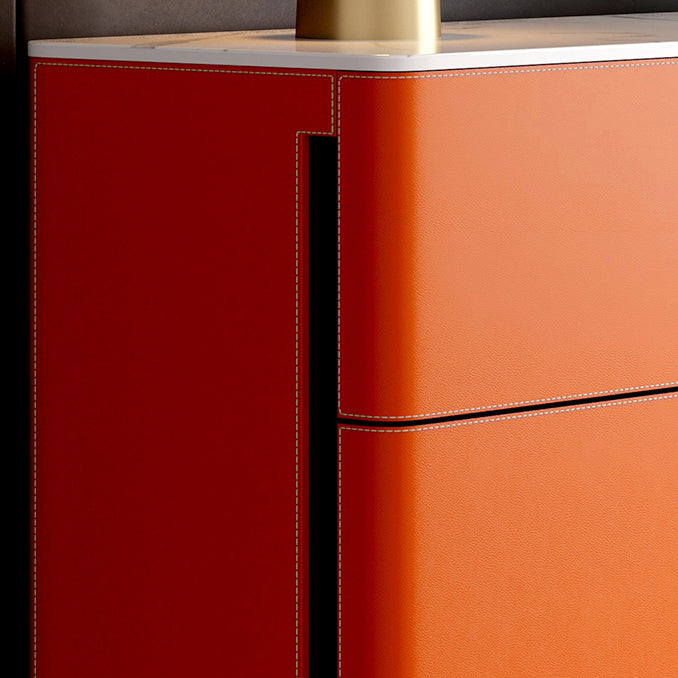 Stone and Wood Sideboard with Drawers Modern Buffet in Orange Clearhalo 'buffet_sideboard' 'Buffets & Sideboards' 'furn' 'furn_buffet_sideboard' 'Furniture' 'Kitchen & Dining Furniture' 5784985