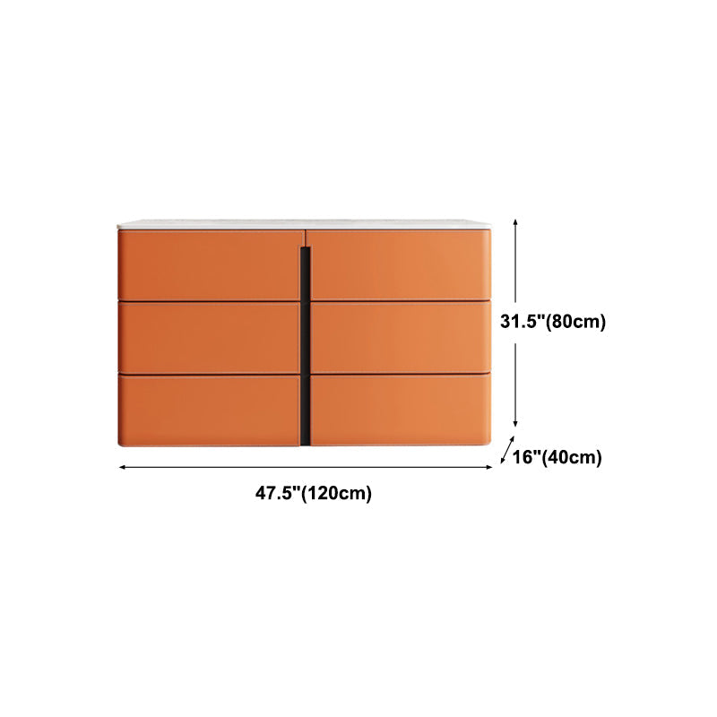 Stone and Wood Sideboard with Drawers Modern Buffet in Orange Clearhalo 'buffet_sideboard' 'Buffets & Sideboards' 'furn' 'furn_buffet_sideboard' 'Furniture' 'Kitchen & Dining Furniture' 5784988