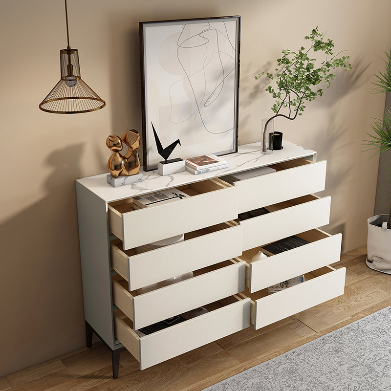 Stone and Steel Dining Server Modern 8 Drawers Buffet for Living Room Clearhalo 'buffet_sideboard' 'Buffets & Sideboards' 'furn' 'furn_buffet_sideboard' 'Furniture' 'Kitchen & Dining Furniture' 5785037