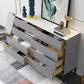 Stone and Steel Dining Server Modern 8 Drawers Buffet for Living Room Clearhalo 'buffet_sideboard' 'Buffets & Sideboards' 'furn' 'furn_buffet_sideboard' 'Furniture' 'Kitchen & Dining Furniture' 5785042