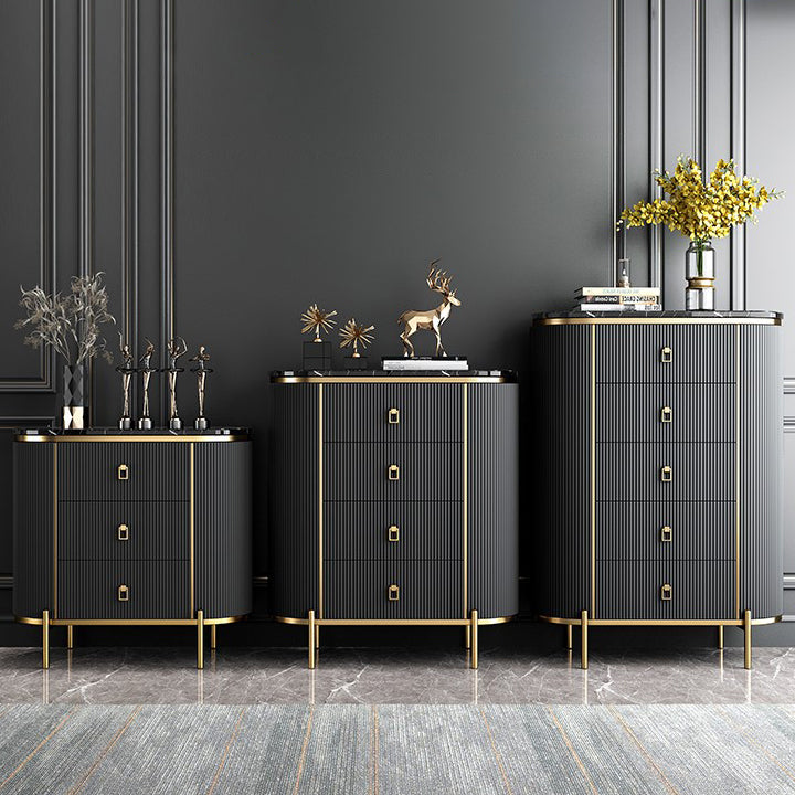 Moderno soggiorno a buffet in pietra e buffet in legno ingegnerizzato