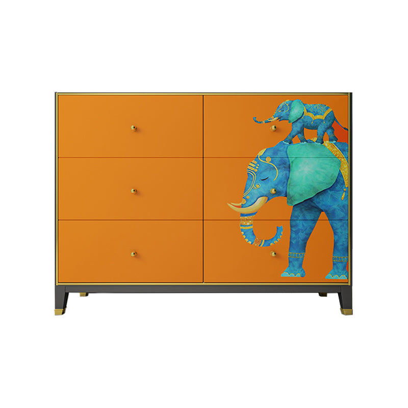6-schädiger Holz Sideboard 47,5 "l modernes Orangenbuffet für Esszimmer
