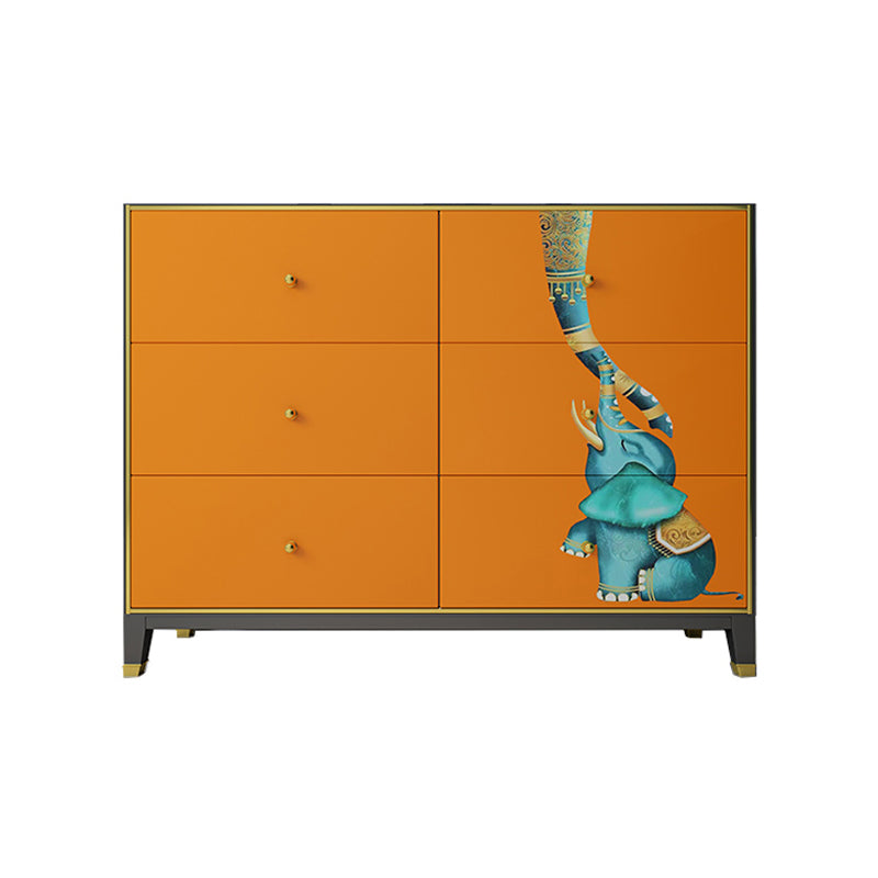 6-schädiger Holz Sideboard 47,5 "l modernes Orangenbuffet für Esszimmer