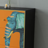 6-schädiger Holz Sideboard 47,5 "l modernes Orangenbuffet für Esszimmer