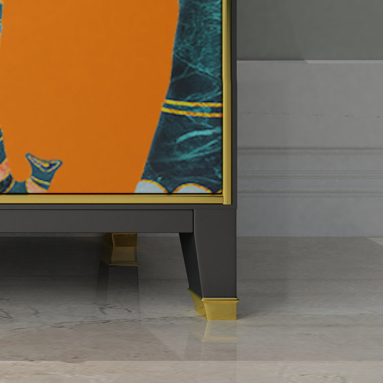 6-schädiger Holz Sideboard 47,5 "l modernes Orangenbuffet für Esszimmer