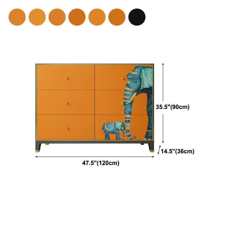 6-schädiger Holz Sideboard 47,5 "l modernes Orangenbuffet für Esszimmer