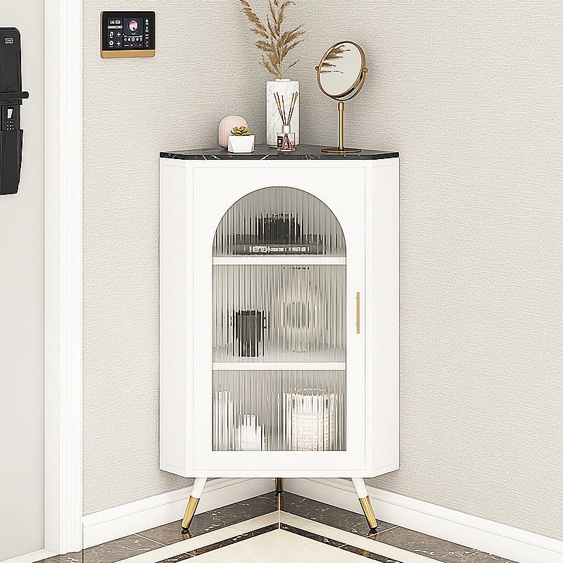 Servitore a buffet in pietra di ferro moderna 40 "H Server a buffet sala da pranzo con porta di vetro