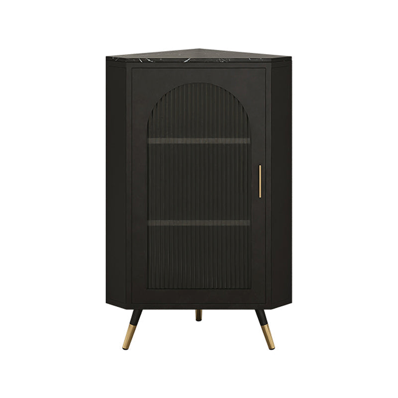 Servitore a buffet in pietra di ferro moderna 40 "H Server a buffet sala da pranzo con porta di vetro