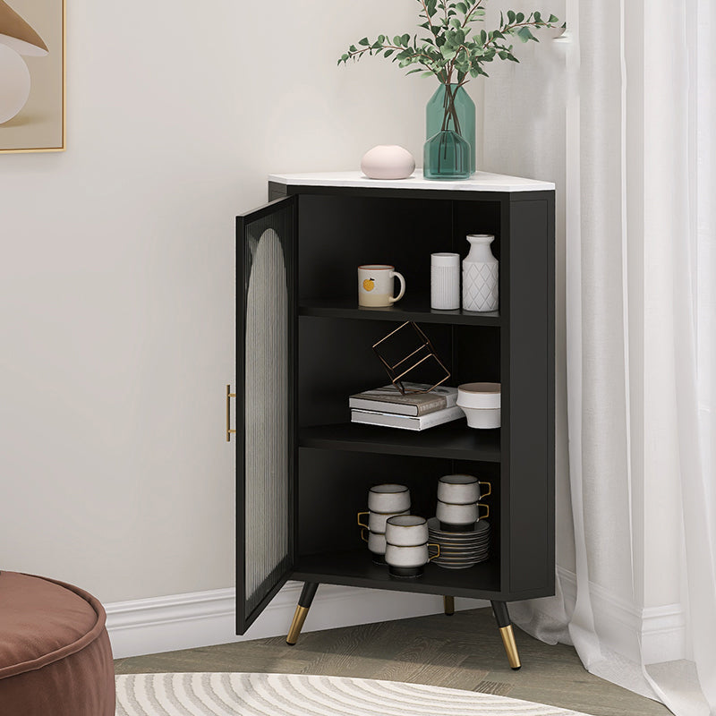 Servitore a buffet in pietra di ferro moderna 40 "H Server a buffet sala da pranzo con porta di vetro