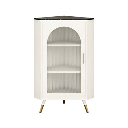 Servitore a buffet in pietra di ferro moderna 40 "H Server a buffet sala da pranzo con porta di vetro