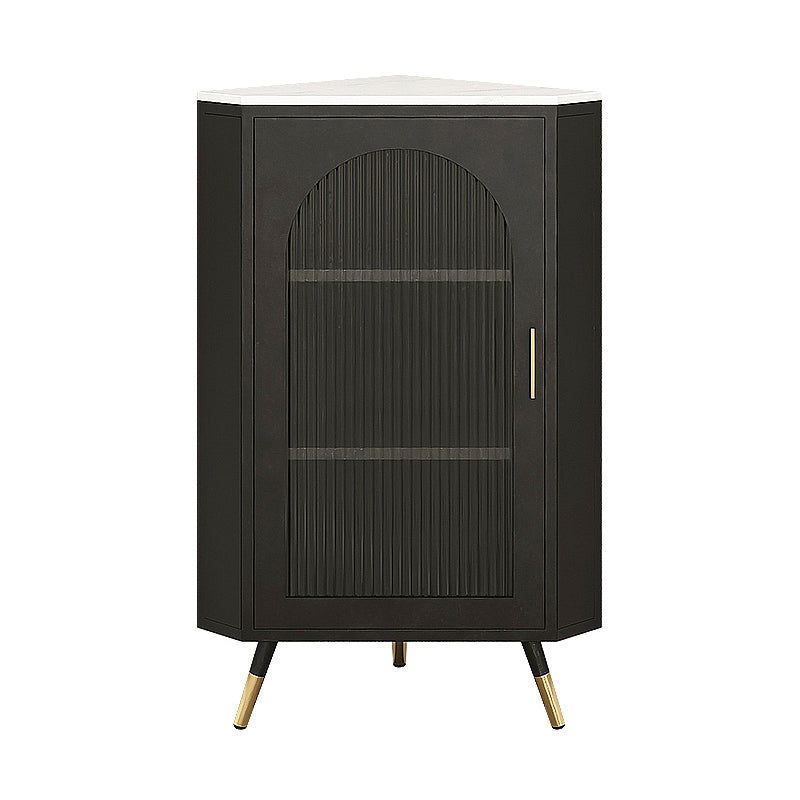 Servitore a buffet in pietra di ferro moderna 40 "H Server a buffet sala da pranzo con porta di vetro