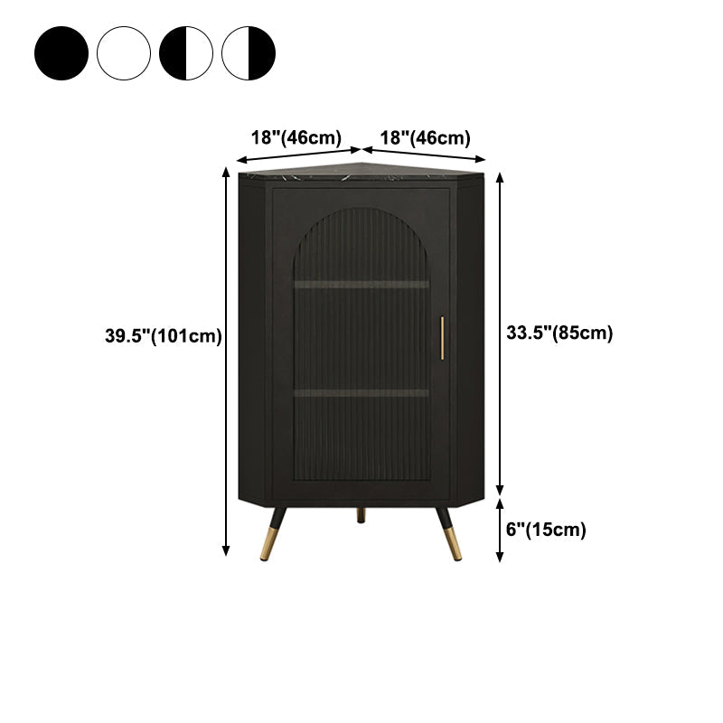 Servitore a buffet in pietra di ferro moderna 40 "H Server a buffet sala da pranzo con porta di vetro