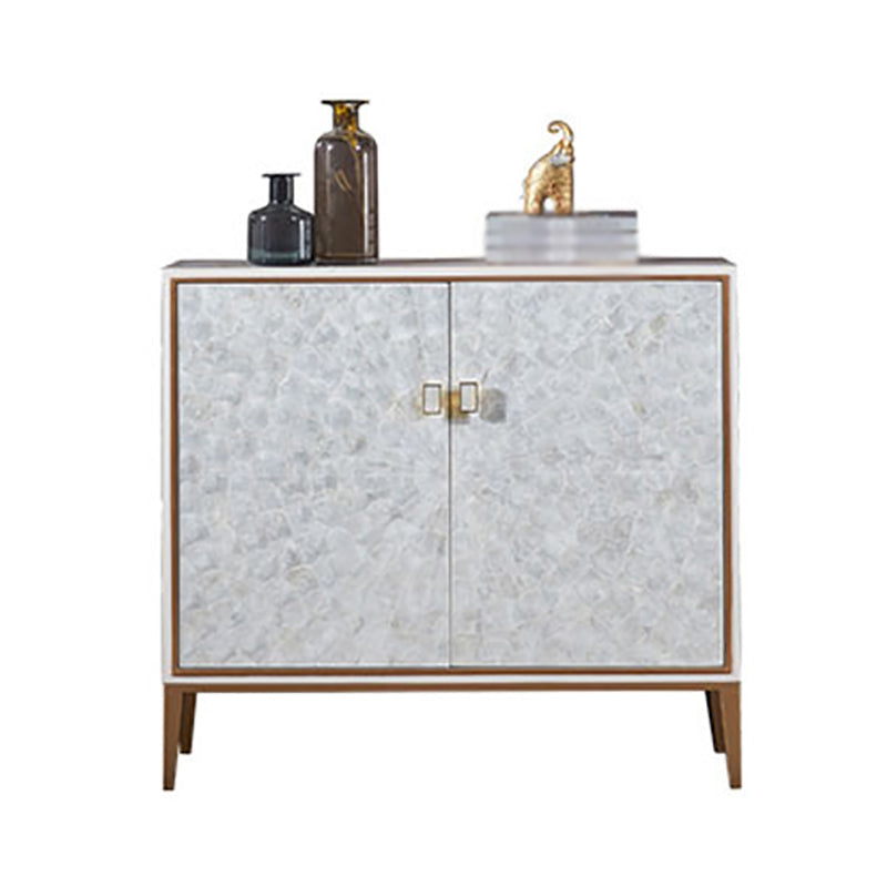 Modern Living Room Buffet Wood and Metal Sideboard Buffet in White 39"L x 15"W x 35"H Clearhalo 'buffet_sideboard' 'Buffets & Sideboards' 'furn' 'furn_buffet_sideboard' 'Furniture' 'Kitchen & Dining Furniture' 5785118
