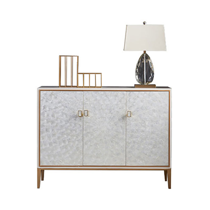Modern Living Room Buffet Wood and Metal Sideboard Buffet in White 47"L x 15"W x 35"H Clearhalo 'buffet_sideboard' 'Buffets & Sideboards' 'furn' 'furn_buffet_sideboard' 'Furniture' 'Kitchen & Dining Furniture' 5785119