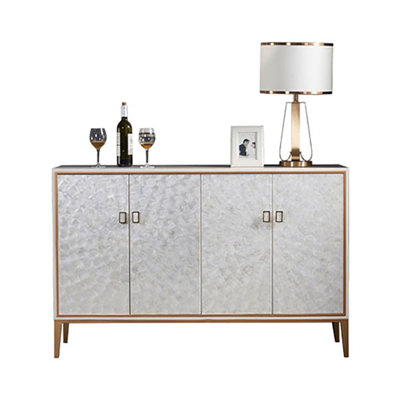 Modern Living Room Buffet Wood and Metal Sideboard Buffet in White 55"L x 15"W x 35"H Clearhalo 'buffet_sideboard' 'Buffets & Sideboards' 'furn' 'furn_buffet_sideboard' 'Furniture' 'Kitchen & Dining Furniture' 5785121