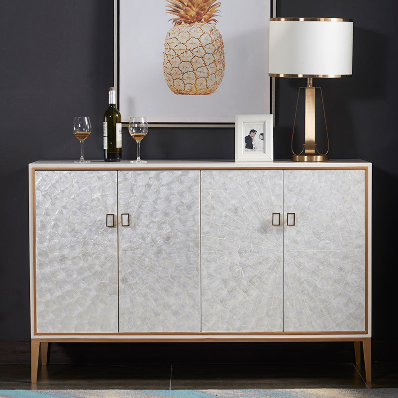 Modern Living Room Buffet Wood and Metal Sideboard Buffet in White Clearhalo 'buffet_sideboard' 'Buffets & Sideboards' 'furn' 'furn_buffet_sideboard' 'Furniture' 'Kitchen & Dining Furniture' 5785123