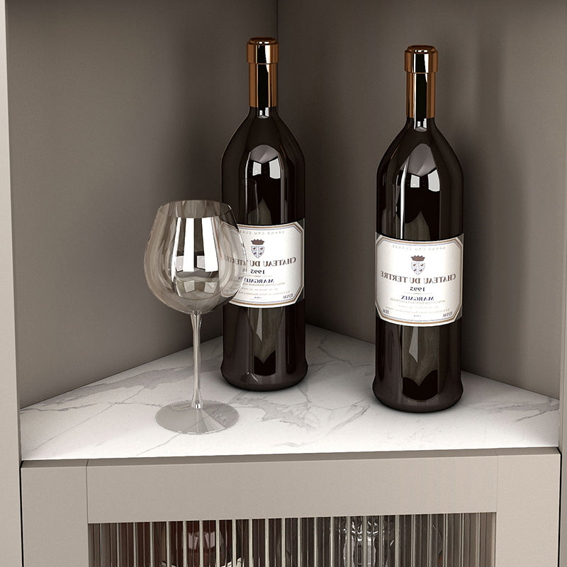 Servitore a buffet in pietra moderna 69,7 "H Server a buffet sala da pranzo con 2 porte di vetro