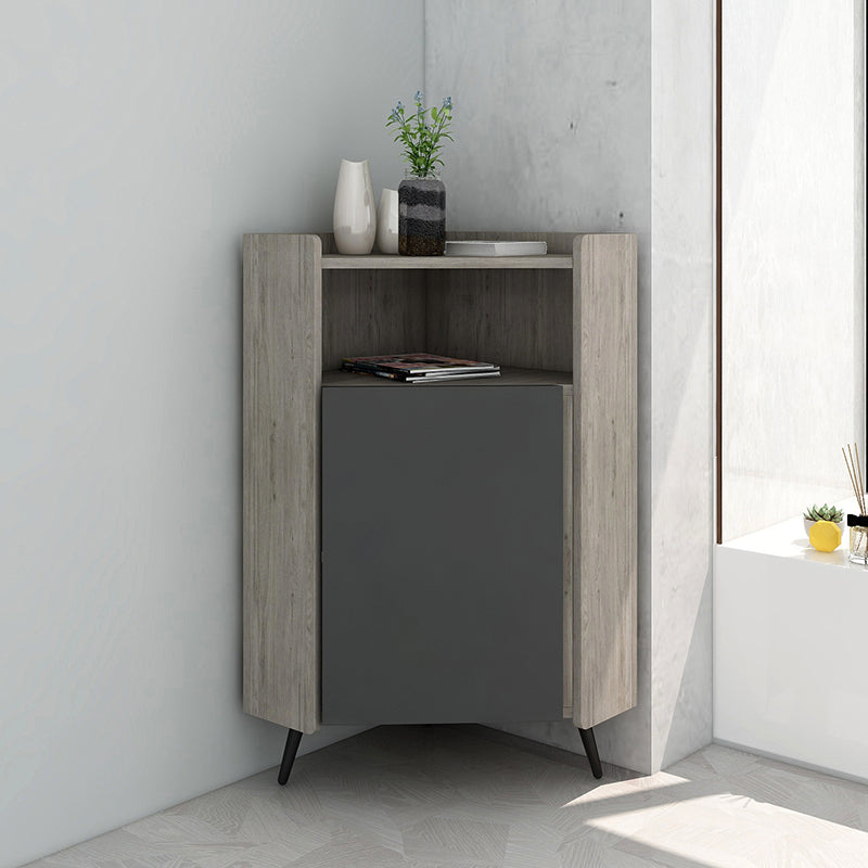 Glam Engineered Wood Buffet Sideboard 39.3"H 1-Door Dining Room Buffet Server 26"L x 20"W x 39"H Grey Clearhalo 'buffet_sideboard' 'Buffets & Sideboards' 'furn' 'furn_buffet_sideboard' 'Furniture' 'Kitchen & Dining Furniture' 5785166