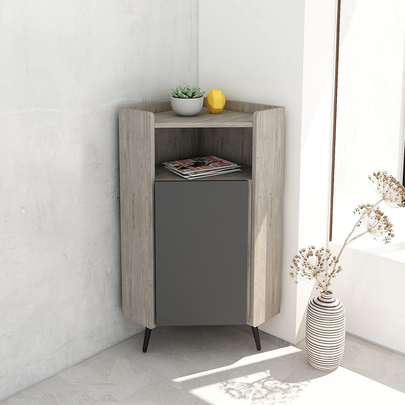 Glam Engineered Wood Buffet Sideboard 39.3"H 1-Door Dining Room Buffet Server 26"L x 18"W x 39"H Grey Clearhalo 'buffet_sideboard' 'Buffets & Sideboards' 'furn' 'furn_buffet_sideboard' 'Furniture' 'Kitchen & Dining Furniture' 5785167