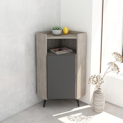 Glam Engineered Wood Buffet Sideboard 39.3"H 1-Door Dining Room Buffet Server 26"L x 18"W x 39"H Grey Clearhalo 'buffet_sideboard' 'Buffets & Sideboards' 'furn' 'furn_buffet_sideboard' 'Furniture' 'Kitchen & Dining Furniture' 5785167